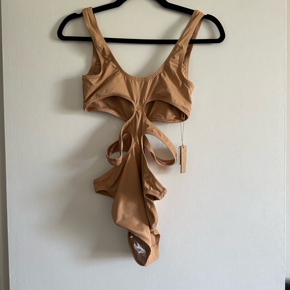 NWT SKIMS Ochre Tan Swim Tank Cut Out Monokini Size Small - Picture 6 of 8